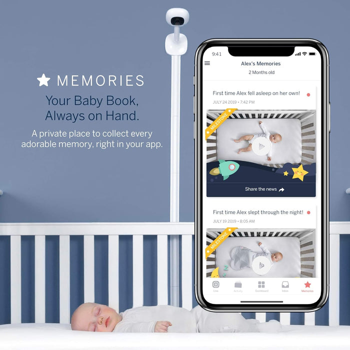 Nanit Pro Complete Monitoring System – Includes Wi-Fi HD Video Camera w/Nightlight and Night Vision, Multi-Stand, Smart Sheets & Breathing Wear Band - Tracks Infant Sleep, Breathing Motion, & Height