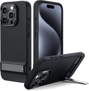 ESR for Samsung S24 Ultra Case, S24 Ultra Cover with Extra Protective Front Frame& 3 Kickstand Modes, Exceeds Full-Coverage Protection, Heavy Duty Shock Armor Kickstand Case, Frosted Black - iPhone 15 Pro Max Black