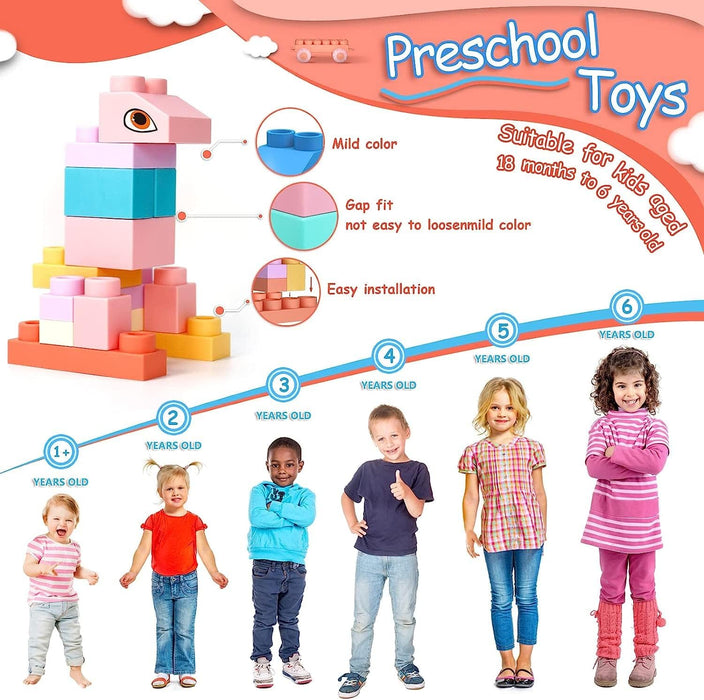 AM ANNA Soft Building Blocks Toys,20 Pcs Building Block Early Educational Sets Learning&Development Toys Stacking Block Kit for Toddlers Baby 1-5 Years Old Bath Toy,Can Be Boiled And Bitten
