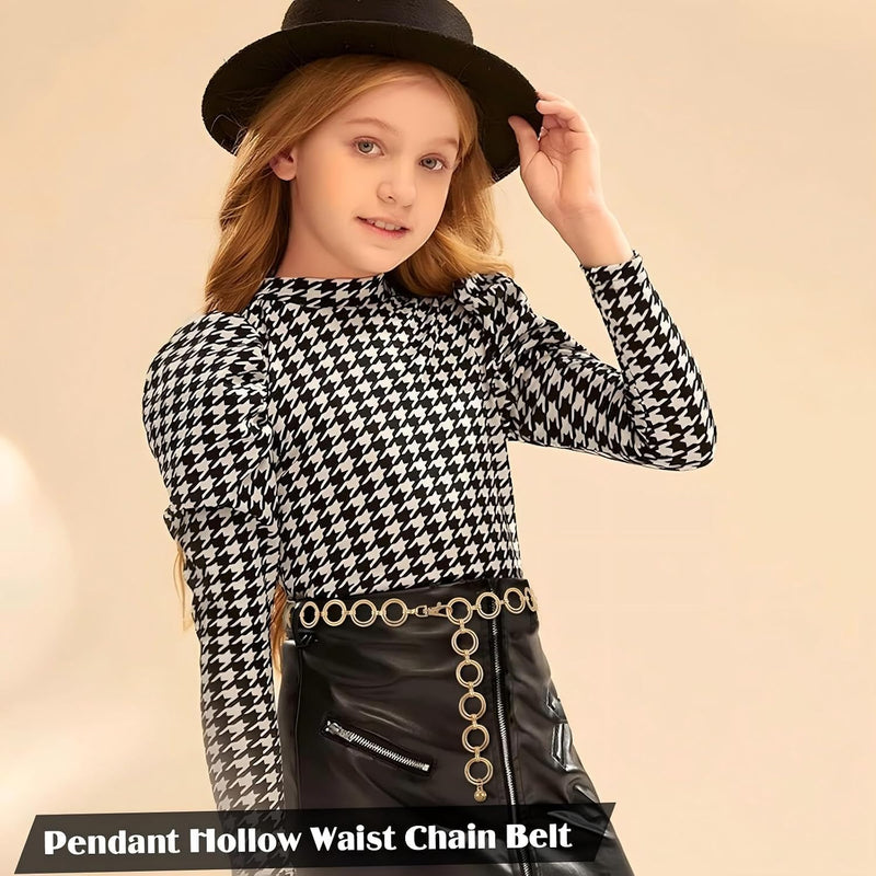 Kids Metal Waist Chain Belt - Adjustable Shiny Waist Chain for Girls, Fashion Accessory for Dresses, Skirts, Jumpsuits - Stylish, Durable 31.5 Inch Kids Waistband Necklace