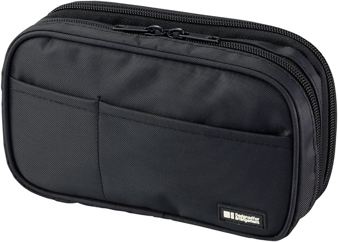 Lihit Lab. Double Zipper Pen Case, 7.9 X 2.8 X 4.7 Inches, Black (A7555-24) – image 9