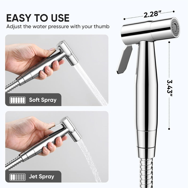 Arofa Black Bidet Sprayer, Handheld Bidet Sprayer for Toilet - Bidets for Existing Toilets Adjustable Water Pressure Control with Bidet Hose, Cloth Diaper Bidet Toilet Sprayer for Baby/Feminine Wash