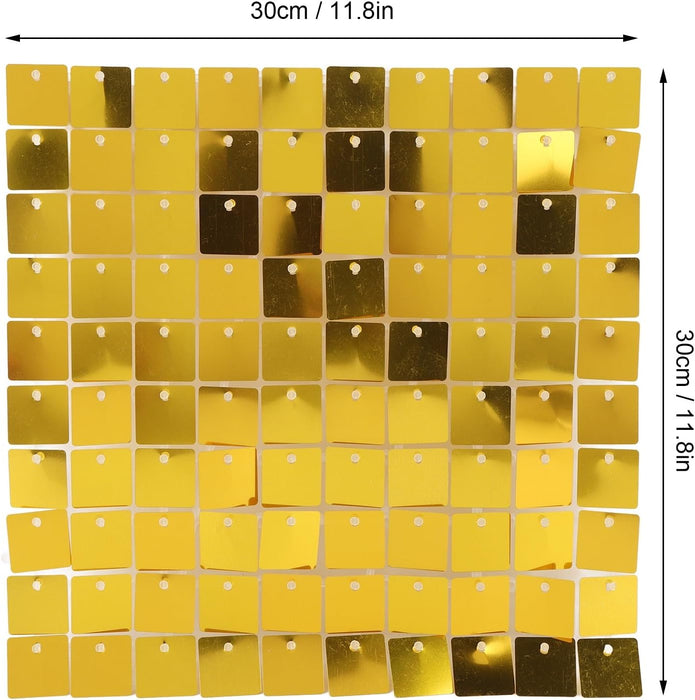 Cryfokt Shimmer Wall Backdrop, 8PCS 30 X 30cm Photo Backdrops Square Sequin Shimmer Backdrop Panel for Birthday Party, Graduation, Wedding, Anniversary (Gold)