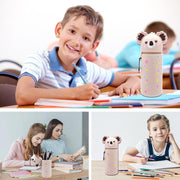 Koala 2 in 1 Soft Silicone Pencil Case, Cute School Pencil Case, Kawaii Koala Pen Holder Pouch with Zipper for School Students Teens Girls Boys