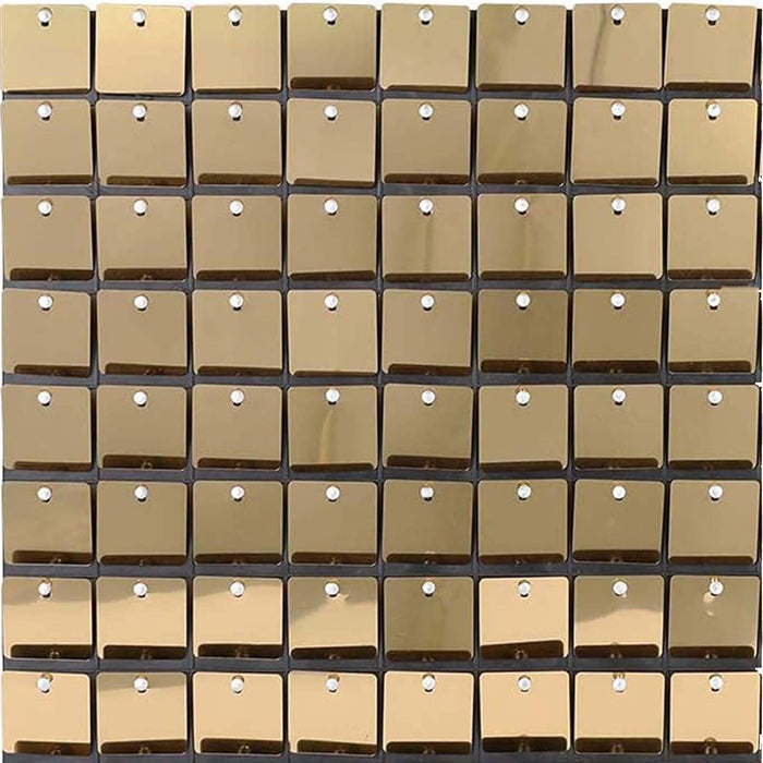 Decor Essentials Shimmer Wall Panel Sparkle Sequin 35cm x 35cm Wedding Backdrops Decorations (Gold)