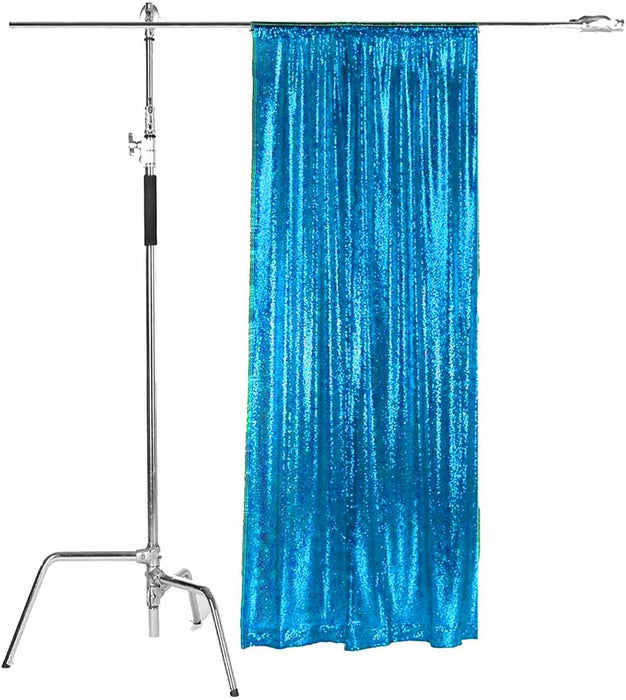 LQIAO 2 Panels Light Gold Sequin Backdrop Glitter Fabric for Wedding Birthday Parties Shimmer Wall-2x8ft