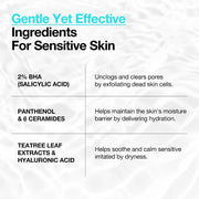 BHA 2% Gentle Exfoliating Toner, Mild Facial Exfoliant, Salicylic Acid for Pores and Sebum, Teatree Extract, Hyaluronic Acid, Ceramides (150ml / 5.07 fl.oz.)