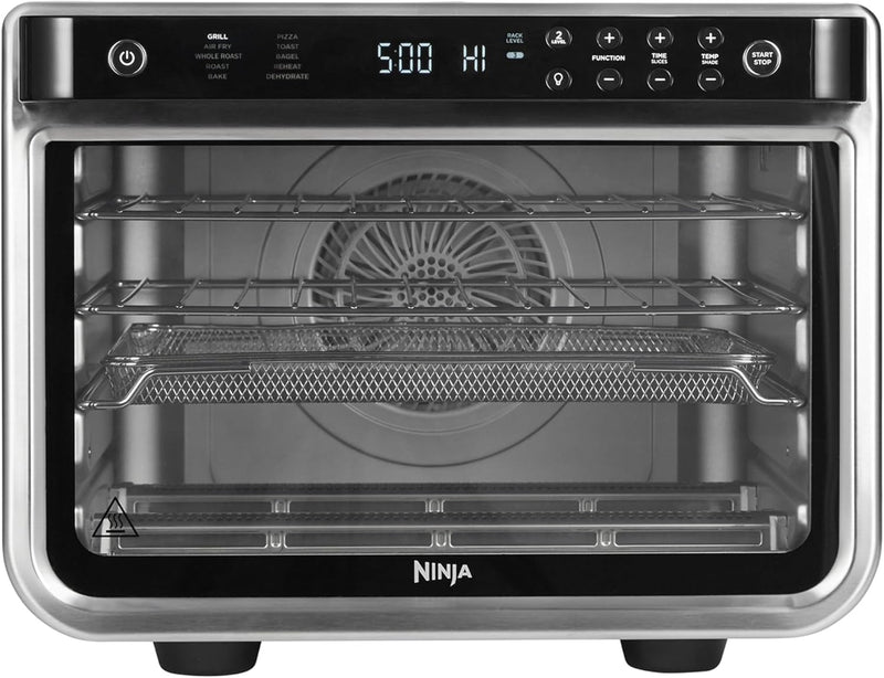 Ninja Foodi 10-in-1 Multifunction Oven, Fast Mini Oven, Countertop Oven, 10 Cooking Functions, Air Fry, Pizza, Grill, Roast, Bake, Toast, Bagel & more, Make Family-Size Meals, Silver/Black DT200ME