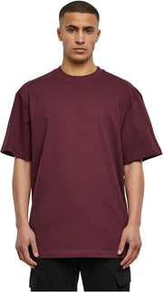 mens Tall Tee Oversized T-Shirt Oversized Short Sleeves T-Shirt with Dropped Shoulders, 100% Jersey Cotton (pack of 1) - Red wine