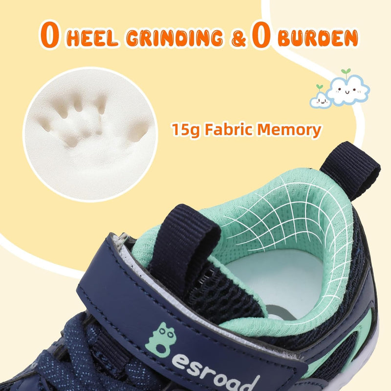 L-RUN Toddler Boys Girls Sneakers Kids Breathable Walking Shoes Barefoot Strap Non-Slip Sole Tennis Shoes