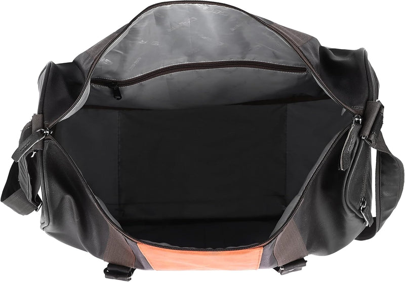 Vintage Faux-Leather 26L Medium Water Resistant Travel Duffle Bag/Gym Bag/Sports Duffle for Men/Women (Black)