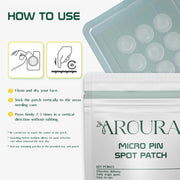 Aroura Premium | Deep Blemish Microdart Patches | Target Early-Stage & Deep Pimples | Infused with Salicylic Acid, Tea Tree Oil, Niacinamide, Cica & Hyaluronic Acid | 9 Precision acne Patches