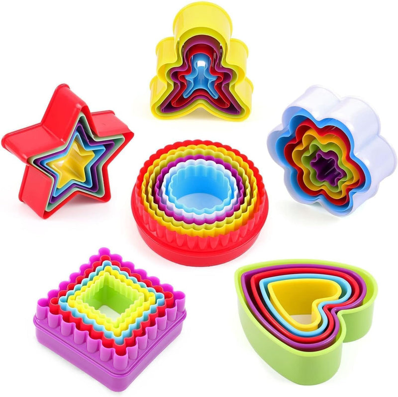 Silk Route - Cookie Cutter Shapes Set, 32Pcs Biscuit Cutters in 6 Shapes, Cake, Vegetable, Fondant, Fruit Cutters for Kids and Adults (Random Color)