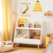 Book Shelf Kids Bookshelf Toy Storage Children's Bookcase Toddler Toys Organizer with 5 Compartments Storage Bookstand Display for Kid's Room,Playroom,Nursery,Library,KMB19-W - white