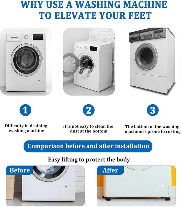 NALACAL 4-Pack Anti-Vibration Pads for Washing Machine, Support Stand Mat, Rubber Shock Absorber for Washer and Dryer, Appliance Stabilizer Feet, Easy Install, Noise Reduction, Floor Protection