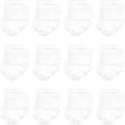 Unisex Baby Newborn and Baby Terry Socks - White 12-pack