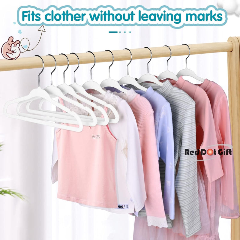 Red Dot Gift® 30-Pack Beige Velvet Kids Hangers - ( 35cm / 14 Inch )Premium Childrens Hangers for Closet, Ultra Thin Cute Hangers Kids Clothes Hanger,Small Hangers for Kids Clothes (Beige, 30)