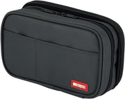 Lihit Lab. Double Zipper Pen Case, 7.9 X 2.8 X 4.7 Inches, Black (A7555-24) - Double: 7.9 x 2.8 x 4.7" Black