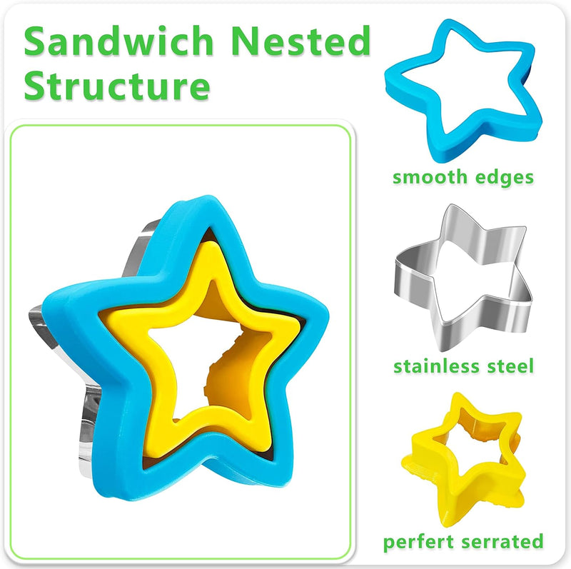 Sandwich Cutter and Sealer Set for Kids, Kids Lunch Accessories -Vegetable Fruit Cutter Set, Micky Mouse, Dinosaur, Star, Gingerbread Man Shapes, Boys & Girls Bento Lunch Box