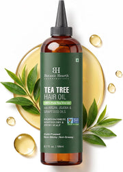 100% Pure Rosemary Oil For Hair Growth 198 ML Infused With Biotin, Jojoba & castor Oil Hair strengthening Treatment Nourishing & Volumizing Non GMO Verified Lightweight formula moisturises, improves combability and gives natural shine without greasy - Tea Tree