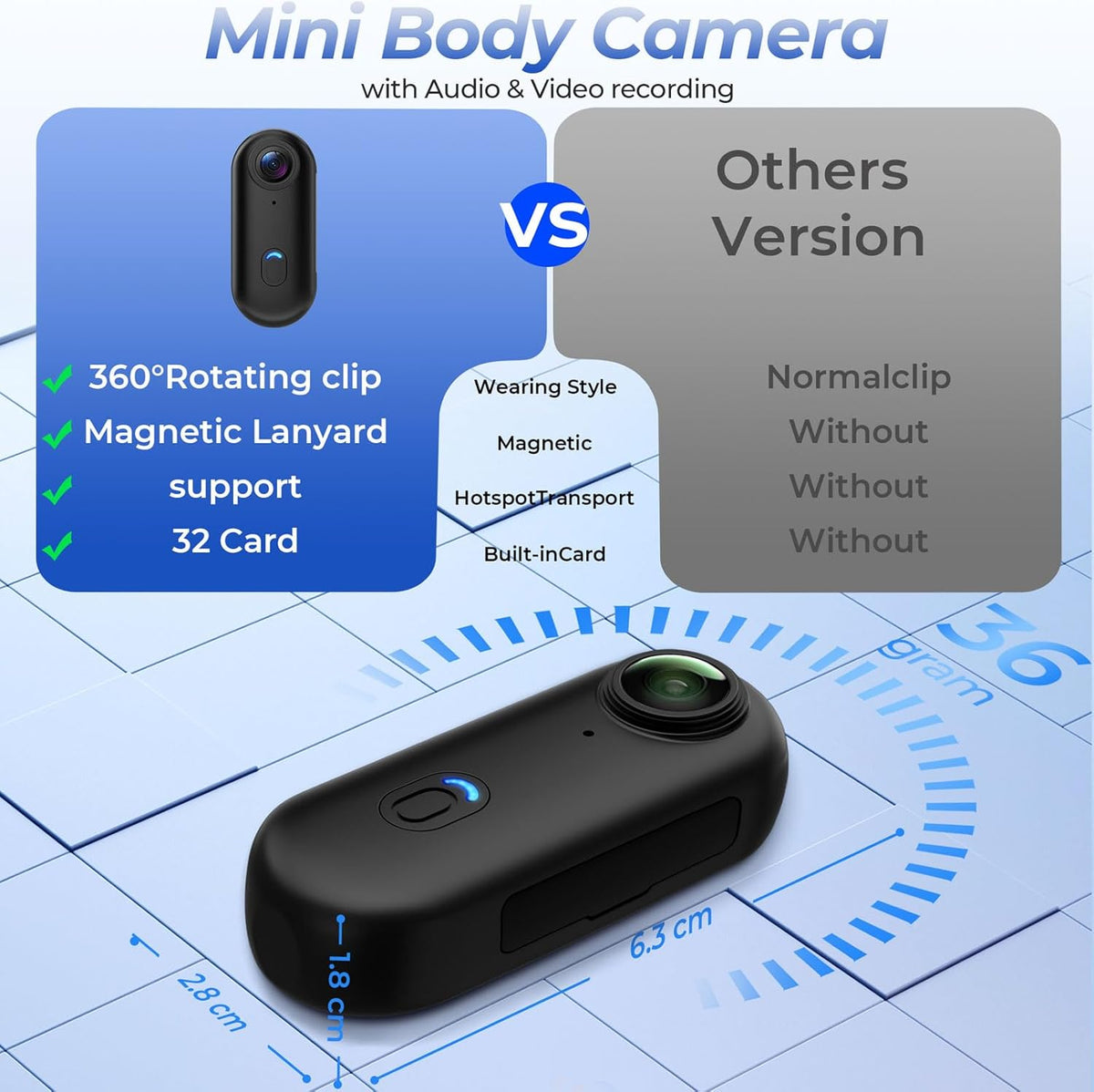 4k Action Camera,Mini Vlogging Camera,Small Body Camera with IPX7 Waterproof,Underwater Camcorder,Hands-Free POV Recording, Helmet Cam for Cycling, Motorcycle(32G Card) – image 4
