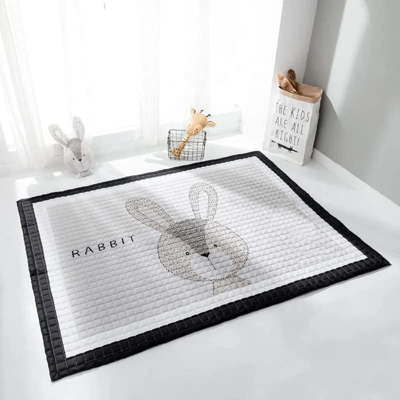 Junior Kingdom Rabbit Baby Playmat (145x195cm) - Soft Cotton Baby Crawling Mat with Rabbit Design for Tummy Time, Ideal for Infants, Kids, Birthdays & Cotton Blanket Use Toddler Floor Mat