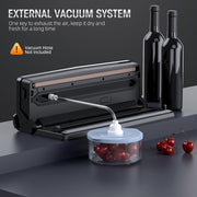 8 in 1 Food Vacuum Sealer Machine, Vacuum Sealer Machine with Build-in Cutter Automatic Air Sealing System LED Indicator for Food Storage Dry and Moist Food Modes with 5 Pcs Seal Bags Kit (Black)