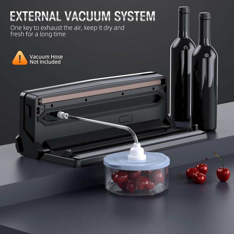 8 in 1 Food Vacuum Sealer Machine, Vacuum Sealer Machine with Build-in Cutter Automatic Air Sealing System LED Indicator for Food Storage Dry and Moist Food Modes with 5 Pcs Seal Bags Kit (Black)