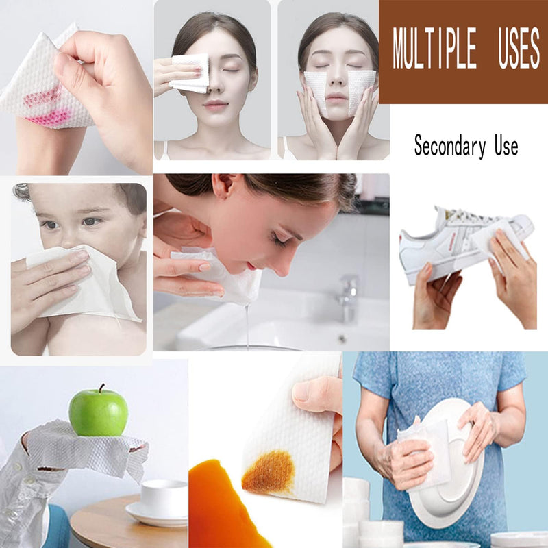 Cotton Facial Dry Wipes 100 Count, Deeply Cleansing Disposable Face Towel Cotton Tissue, Multi-Purpose for Skin Care, Facial Tissue for Cleansing, Skincare and Makeup Remover,Make-up Wipes (1 Pack)