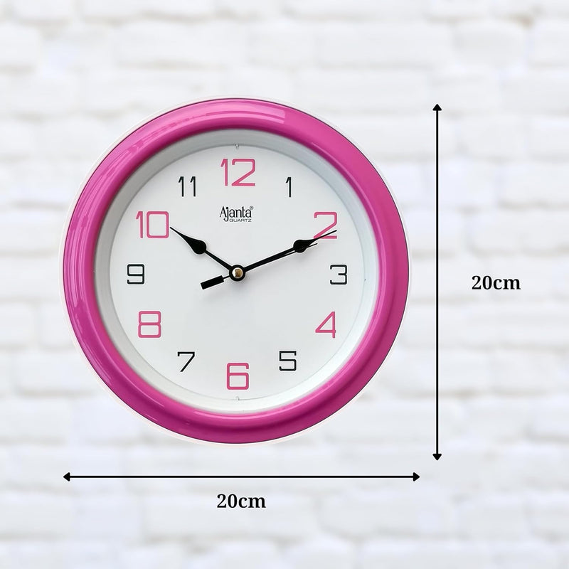 Ajanta Abstract Plastic Round Analog Wall Clock (20.5 Cm X 20.5 Cm X 3.5 Cm, Pink)
