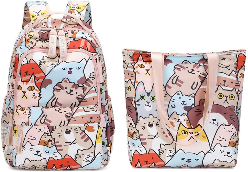 Mfikaryi Cute Cat Casual Daypack Teens Elementary School Backpack Students Bookbag for Girls Boysâ€¦