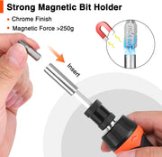 ValueMax Ratcheting Screwdriver, 9-In-1 Multi Screwdriver, Adjustable Length, High-Strength Bits, Phillips, Slotted, Torx, Hex, Nut Driver