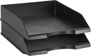 Amazon Basics Stackable Office Letter Organizer Desk Tray - Pack of 2, Black - letter size Modern Pack - 2
