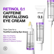 Retinol 0.1 Caffeine Revitalizing Eye Cream, Lightweight Formula for Dark Circles & Puffiness, Hydrating for Sensitive Skin, Korean Skincare, 30 ml