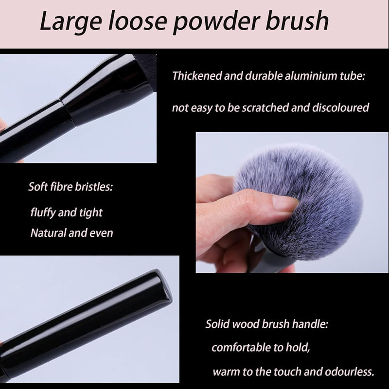 QUEENADA 2Pcs Powder Makeup Brush - Super Large Soft Loose Mineral Foundation Brush, Bronzer Beauty Brush