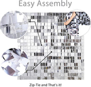 LuoluoHouse Shimmer Wall Panel Sequin Backdrop Panels 12 Packs-Iridescent Silver Backdrop for Graduation Anniversary Backdrop Wall Backdrops Engagement Decoration