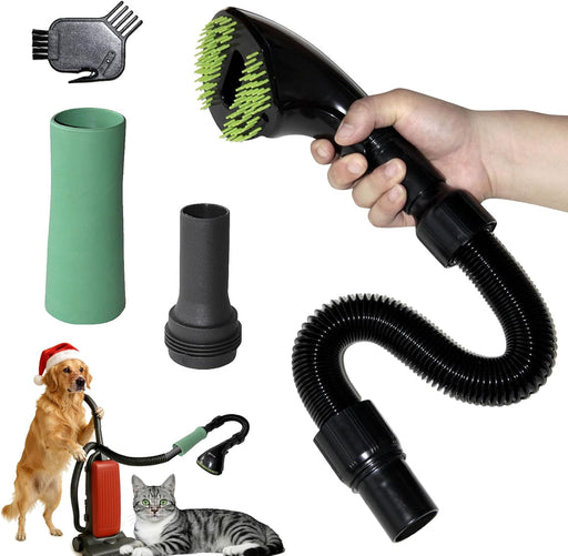 Pet Vacuum Grooming Brush Hair Remover Shedding Deshedding Attachment Tool Kit for Dogs and Cats (black)