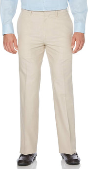 mens Linen Cotton Herringbone Flat Front Pant Casual Pants - Natural Linen