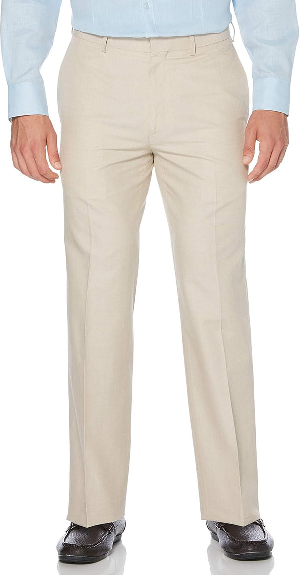 mens Linen Cotton Herringbone Flat Front Pant Casual Pants - Natural Linen