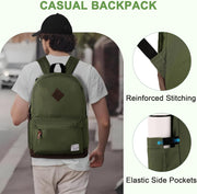 VASCHY Men's Backpack, Women's Waterproof School Bag, Boy Girl Computer 15.6 Inch Vintage for School, College, Work, Travel, Leisure