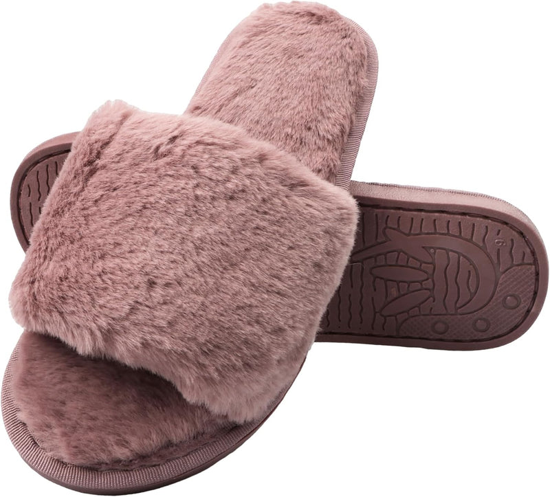 URbazaar Women‘s House Slippers Faux Fur Fashion Warm Shoes Woman Slippers Comfortable Home Furry Slippers,Lightweight Non Slip House Slippers For Cozy Indoor Outdoor