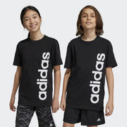 unisex-child Essentials Linear Logo Cotton T-Shirt - Black/White