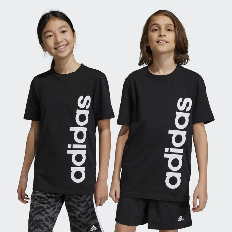 unisex-child Essentials Linear Logo Cotton T-Shirt - Black/White