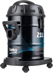 Beko Drum Vacuum Cleaner VCC70322, 21L Dust Capacity, 2400 Watts Power, Carpet + Hard Floor Nozzle, High Efficiency Filter, Blower Function, 5m Cable - Black
