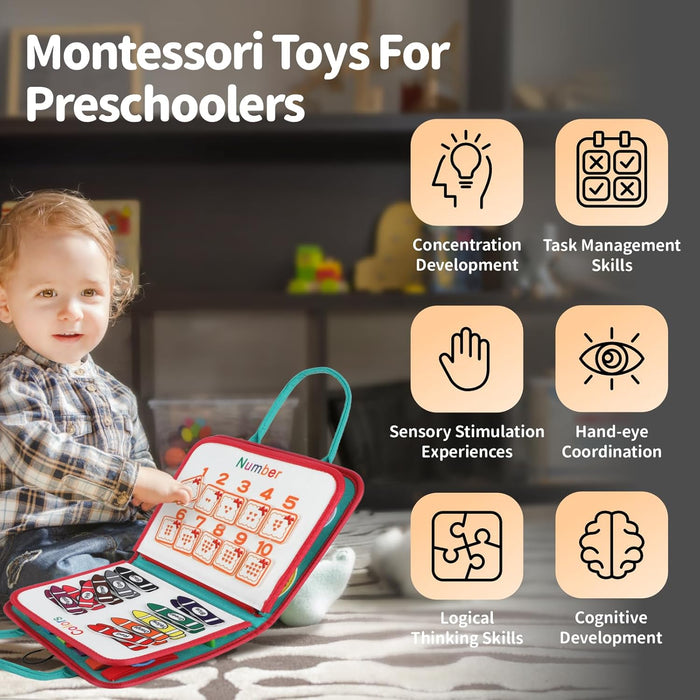 Baytion Busy Board Montessori Toys, Toddlers 1 2 3 Educational Sensory Toys Travel Essential for Airplane and Road Trips Quiet Book for Boys & Girls Preschool Baby Birthday Gift Learning Toys (Green)