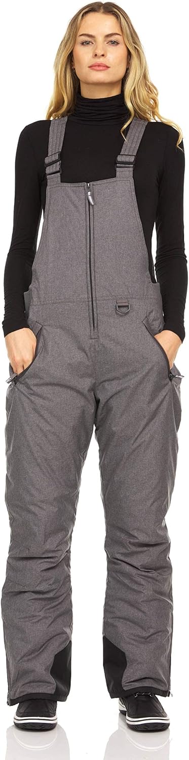 Arctic Quest womens Ski Snow Bibs Pants Insulated Water Resistant Overalls Snowboarding Winter Waterproof Pants Overalls (pack of 1)