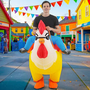 Inflatable Costume Adult, Riding Chicken Costume for Men/Women, Blow up Ride on Rooster, Funny Halloween Costumes Adult Christmas Holiday Party Suit