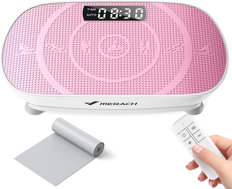 MERACH CV30 Pro Curved Vibration Plate Exercise Machine, Powerful & Quiet 400lbs Capacity, Whole Body Workout Equipment for Lymphatic Drainage, Shake Plate with Bluetooth & Auto ON/OFF for Home Gym - Pink