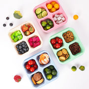 4-Pack Wheat Straw PP 4-Compartment Bento Lunch Box, Reusable Snack Box for Adults and Kids, Meal Prep Containers for School, Work, Travel, Freezer and Dishwasher Safe
