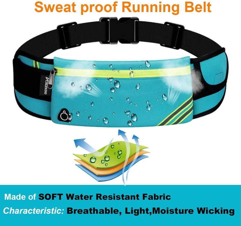 Running Pouch Belt Waist Pack Bag,Workout Fanny Pack,Bounce Free Jogging Pocket BeltTravelling Money Cell Phone Holder for Running Accessories, Blue, One Size